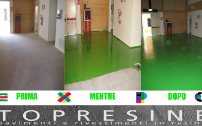 Pavimento Industriale in resina per Expo , foto prima e dopo la lavorazione.